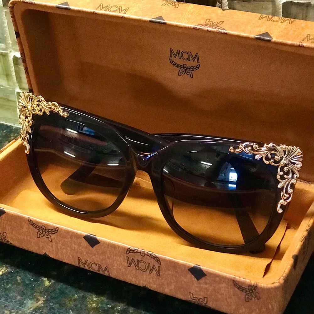 MCM Dark Brown and Gold Cat Eye Sunglasses